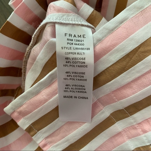 FRAME Pleated Pink Striped High Waisted Shorts Copper Multi Sz 2 - Picture 10 of 10
